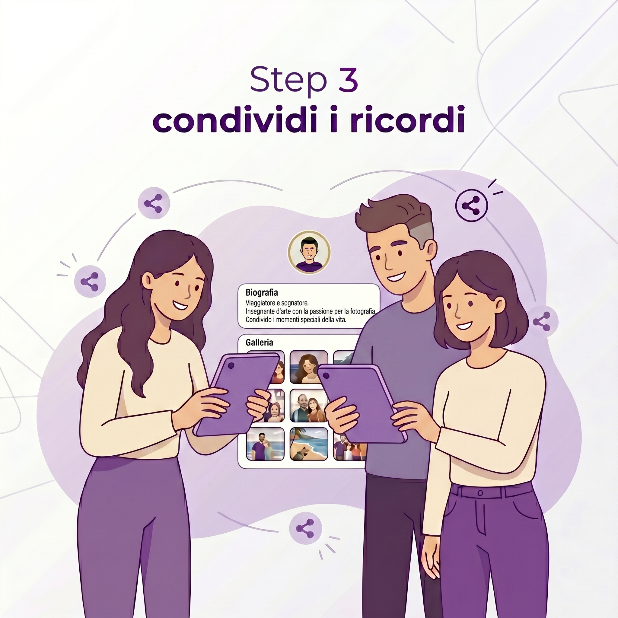 Passo 3: familiari e amici raggiungono il profilo ovunque si trovano